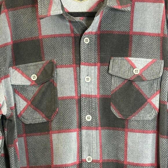Freedom Foundry Shirt Men's Sz Large Plaid Plush Fleece Button Up Chest Pocket - Picture 2 of 14